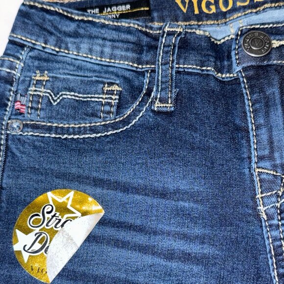 Vigoss Girls The Jagger Skinny Jeans Size 6 Denim Patchwork Design - Picture 8 of 12